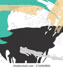 Trendy vector pattern with brush strokes. Hand drawn abstract card with blemishes