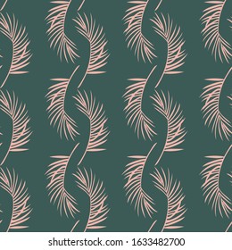 Trendy vector pattern with pink tropical leaves
