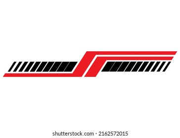 Trendy vector pattern for a sports car, boat, moto. Vehicle sticker. Red black on a white background. Striped pattern. Vector striped background