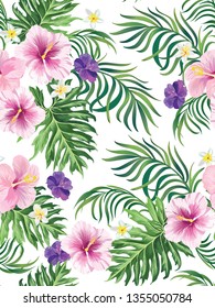 	
Trendy vector pattern in tropical style. Seamless botanical print for textile, print, fabric on white background