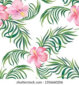 	
Trendy vector pattern in tropical style. Seamless botanical print for textile, print, fabric on white background