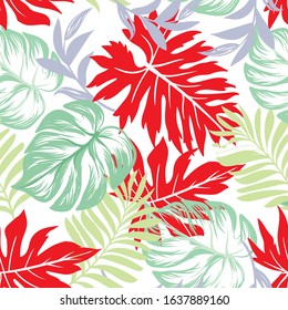 Trendy vector pattern in tropical style. Seamless botanical print for textile, print, fabric on white background