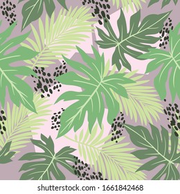 Trendy vector pattern in tropical style. Seamless botanical print for textile, print, fabric.Summer background. Jungle illustration.