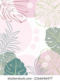 Patrón vectorial de moda en estilo tropical. Impresión botánica en colores pastel para textiles, impresión, tela. Fondo de verano. Ilustración de la jungla.