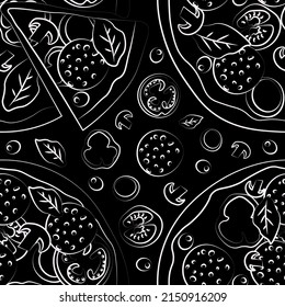 Trendy vector pizza pattern for pizzeria