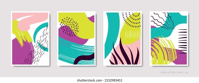 Trendy vector pop art cover design set
