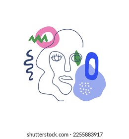 Trendy vector poster. Line art.Hand drawn modern forms for card, print on clothes. Creative collage.