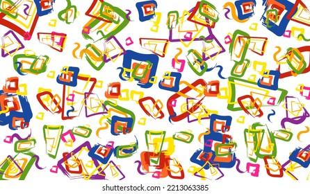 Trendy vector random colorful brush strokes seamless pattern. Fun bright modern paint stripe background. Messy graffiti sketch wallpaper print, rough hand drawn texture free. Vector illustration
