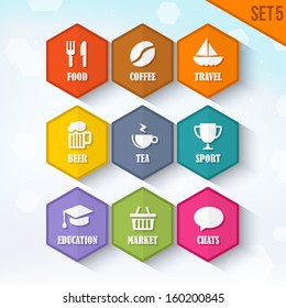 Trendy Vector Rounded Hexagon Icons Set 5