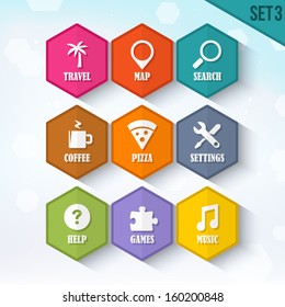 Trendy Vector Rounded Hexagon Icons Set 3