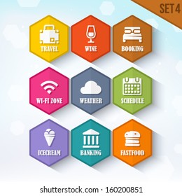 Trendy Vector Rounded Hexagon Icons Set 4