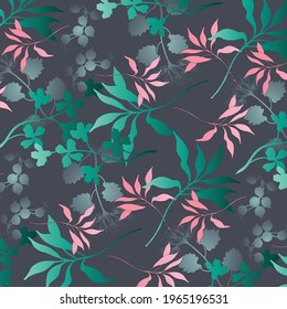 Trendy vector seamless beautiful artistic summer tropical pattern with exotic forest. Bright and Colorful original stylish floral background print
