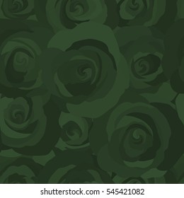 Trendy vector seamless Floral Pattern. Green roses.
