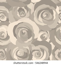 Trendy vector seamless Floral Pattern. Beige roses.