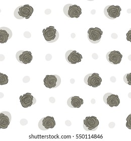 Trendy vector seamless Floral Pattern. Beige roses.