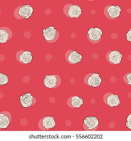 Trendy vector seamless Floral Pattern. Beige roses.