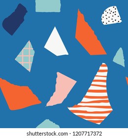 Trendy vector seamless pattern with abstract forms. Paper cutouts. Hand drawn modern design for card, print on clothes.