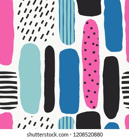 Trendy vector seamless pattern with abstract forms. Paper cutouts. Hand drawn modern design for card, print on clothes.