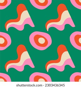 Trendy Vektor nahtloses Muster, abstrakte Formen. Handgezeichnete moderne Formen für Postkarten, Kleiderdruck. Flaches Design, Cartoon.