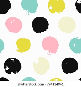 Trendy vector seamless pattern with brush strokes. Hand drawn abstract card, pastel colors. Monochrome hand drawn texture.