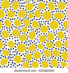 Trendy vector seamless pattern with doodle dot. Hand drawn modern design for card, print on clothes.