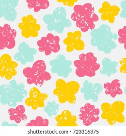 Trendy vector seamless pattern with pastel flowers. Hand drawn flower background for design and decoration textile, fabric, gift wrap, wall art design.