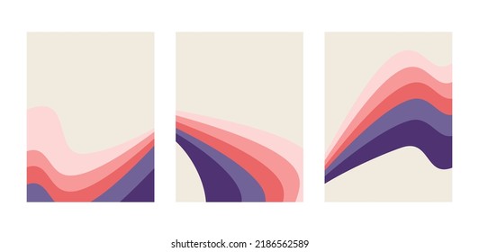 Trendy vector set of abstract background waves. Template for wallpaper, social media, print, backdrop, wall art, poster, home decor, card, banner, invitation, cover or package design.