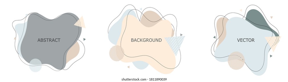 Trendy vector set of abstract creative backgrounds in minimal trendy style on white for banners, posters, cover design templates, social media stories wallpapers. Vector illustration.