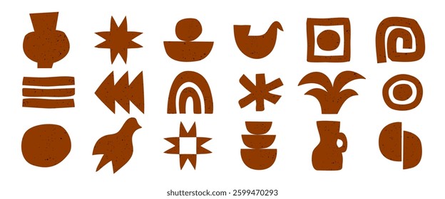 Trendy vector set of abstract grunge shapes. Design silhouette elements.