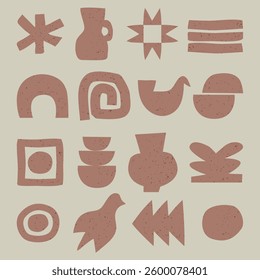 Trendy vector set of abstract grunge shapes. Design silhouette elements.