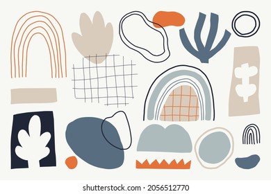 Se establece con patrones abstractos sin fisuras. Ilustración vectorial creativa. Resumen de fondo contemporáneo, de diseño. Ilustraciones vectoriales para tarjeta, imprimir en ropa.