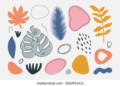 Trendy vector set of abstract pieces. Hand drawn modern forms for card, print on clothes. Creative collage.