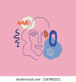 Conjunto de vector de moda de piezas abstractas. Arte de línea. Formularios modernos de mano para tarjetas, impresos en ropa. Collage creativo.