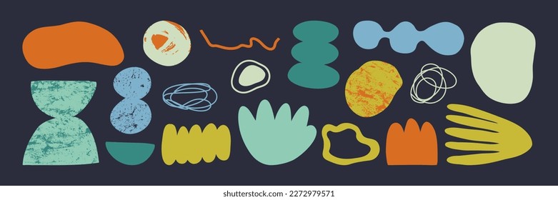 Trendy vector set of abstract pieces. Hand drawn modern forms for card, print on clothes. Creative collage.