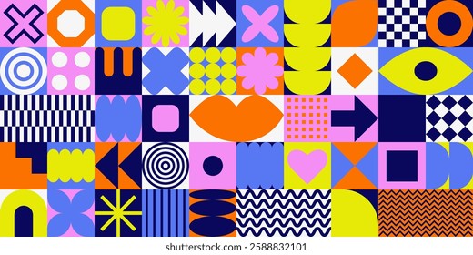 Trendy vector set of abstract pieces. Hand drawn modern forms for card, print on clothes. Creative collage with naive objects. Trippy symbols.