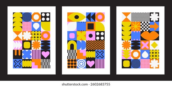 Trendy vector set of abstract pieces. Hand drawn modern forms for card, print on clothes. Creative collage with naive objects. Trippy symbols.
