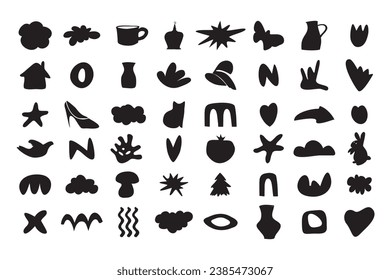 Trendy vector set of abstract shapes. Design silhouette elements.