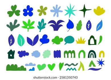 Trendy vector set of abstract shapes. Doodle flat elements.