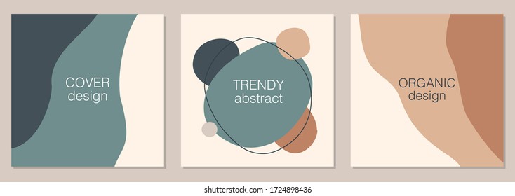 Trendy Vector Set Of Minimal Fluid Organic Shapes, Abstract Background Ideal For Social Media Post, Blogs Etc