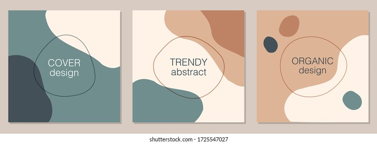 Trendy Vector Set Of Minimal Fluid Organic Shapes, Abstract Background Ideal For Social Media Post, Blogs Etc