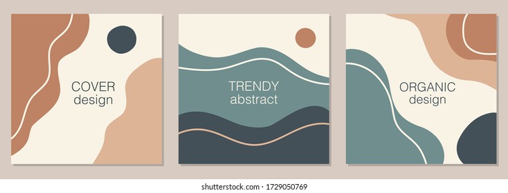 Trendy vector set of minimal fluid organic shapes, abstract background ideal for social media post, blogs etc