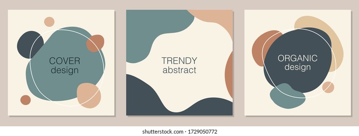 Trendy Vector Set Of Minimal Fluid Organic Shapes, Abstract Background Ideal For Social Media Post, Blogs Etc