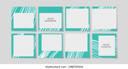 Trendy vector set for social media, social network stories and post, mobile apps, banners design, web ads. Template geometric background with copy space. Editable frame, mockup for advertising.