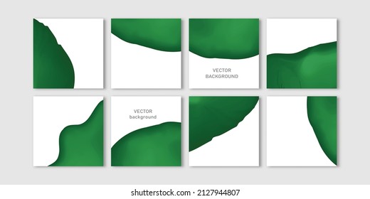 Juego de vectores de moda para artículos y publicaciones en medios sociales, aplicaciones móviles, diseño de banners, anuncios web. Plantilla cuadrada de fondo con espacio de copia y punto líquido abstracto. Marco editable, burla por publicidad.