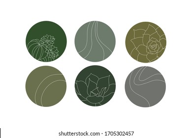  Trendy vector shapes in a minimalist style of vintage flowers. Stylish simple instagram design template. Modern abstract shapes.