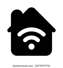 Eine trendige Vektorgrafik von Smart House, Haus mit WiFi-Signalen