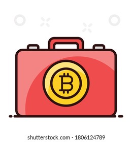 Trendy vector style of bitcoin portfolio, flat icon 