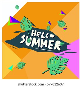 Trendy vector summer cards illustration with floral elements and abstract colorful textures. Design for poster, card, invitation, brochure, and promotion template. Fashion art print and background.