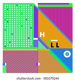 Trendy vector summer cards illustration with line elements and abstract colorful textures. Design for poster, card, invitation, brochure, and promotion template. Fashion art print and background.