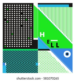 Trendy vector summer cards illustration with line elements and abstract colorful textures. Design for poster, card, invitation, brochure, and promotion template. Fashion art print and background.